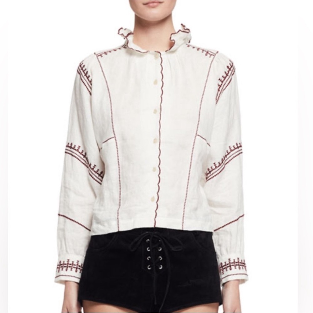 ETOILE ISABEL MARANT Delphine Embroidered linen blouse